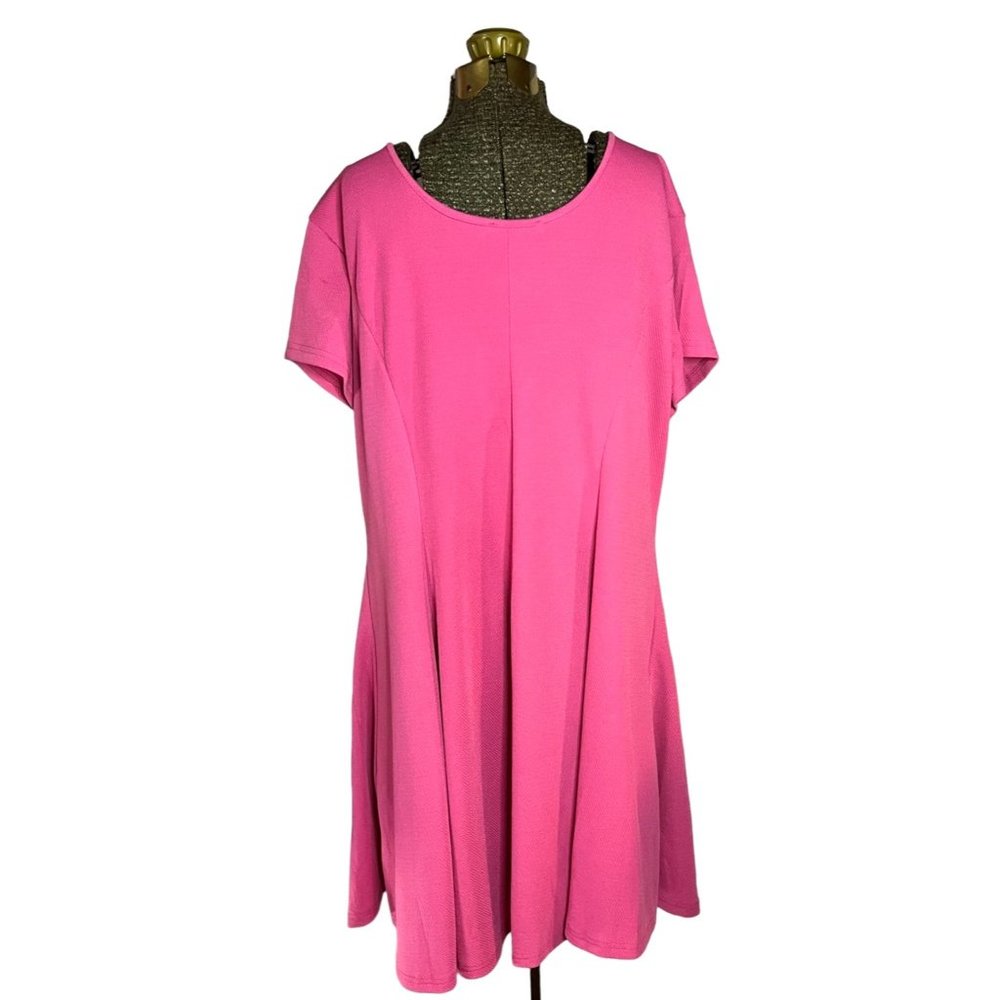 White Mark Top Pink Short Sleeve Fit & Flare Shirt Scoop Neck Womens Size 3XL - Picture 3 of 5
